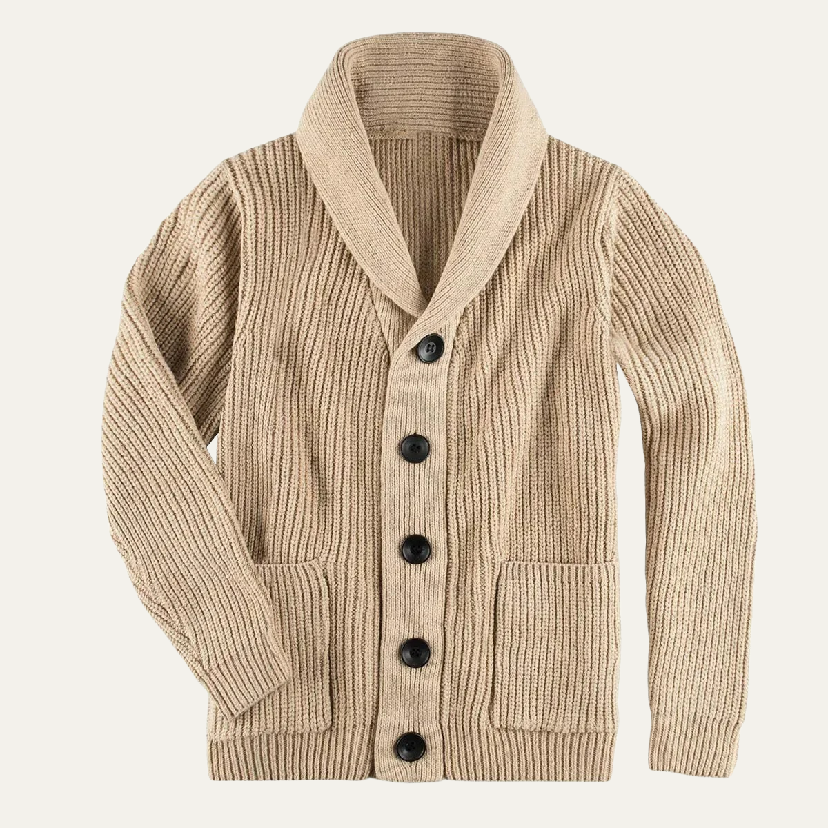 VogeLuxe | Men’s Shawl-Collar Ribbed Cardigan 5