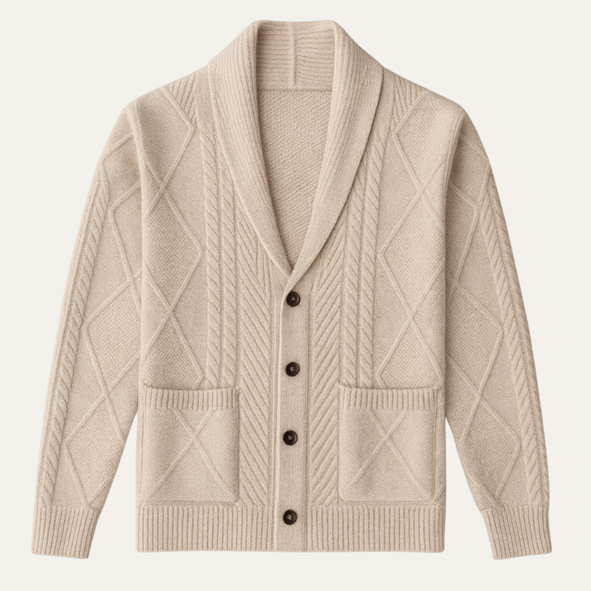 VogeLuxe | Men’s Shawl Collar Button-Up Cardigan 8