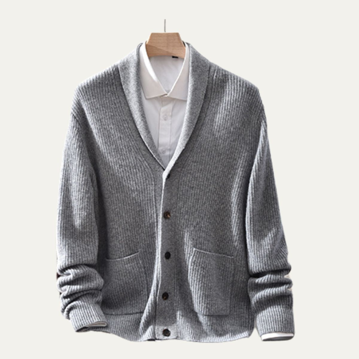 VogeLuxe | Men’s Shawl Collar Knitted Cardigan 9