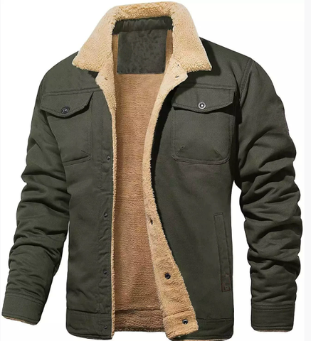 VogeLuxe | Men’s Shearling-Lined Snap-Front Trucker Jacket 9