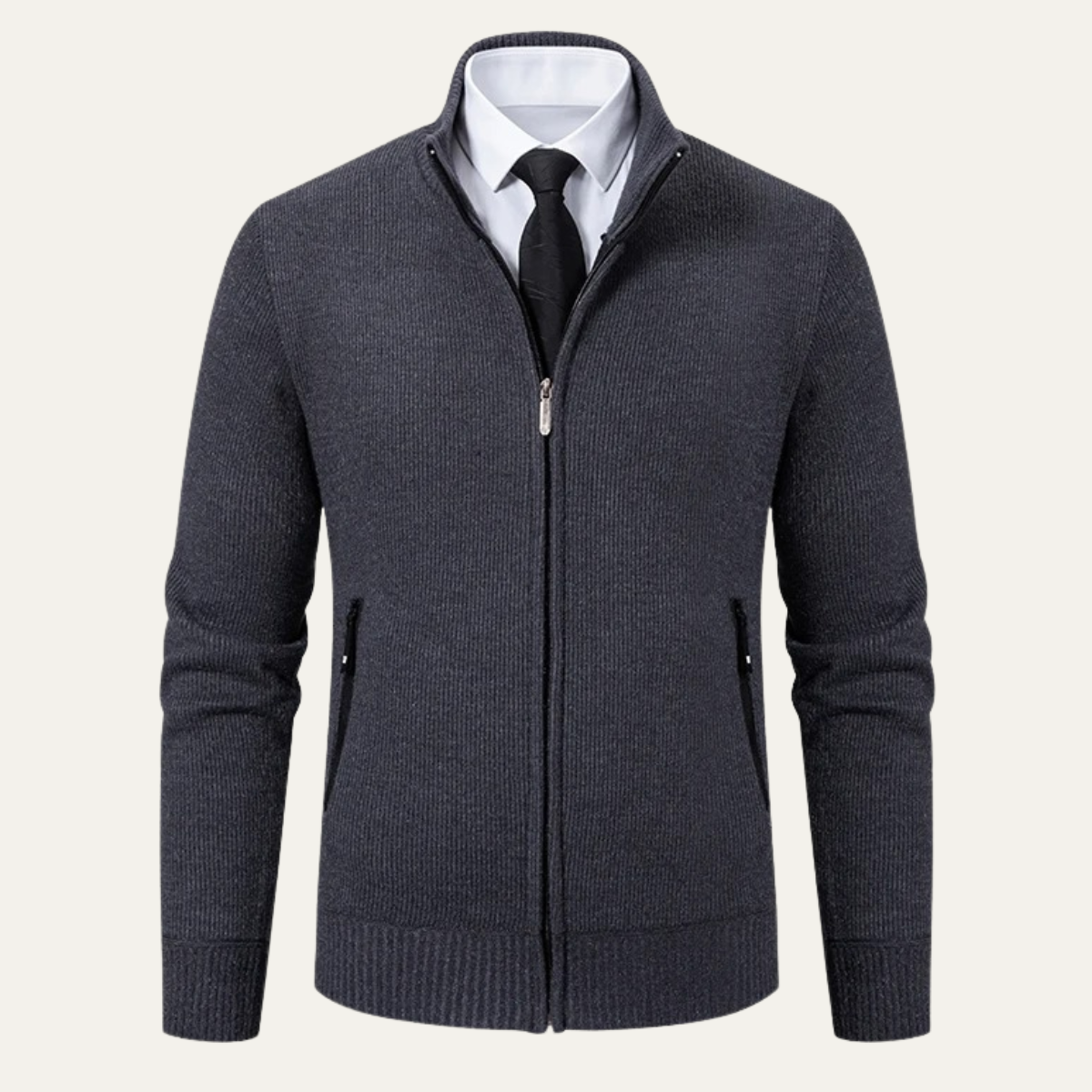 VogeLuxe | Men’s Smooth Knit Full-Zip Cardigan 8