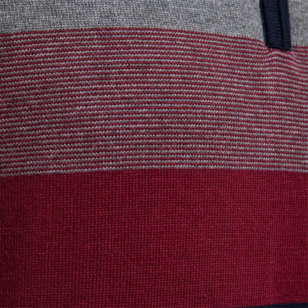 VogeLuxe | Men’s Striped Quarter-Zip Knit Sweater 7