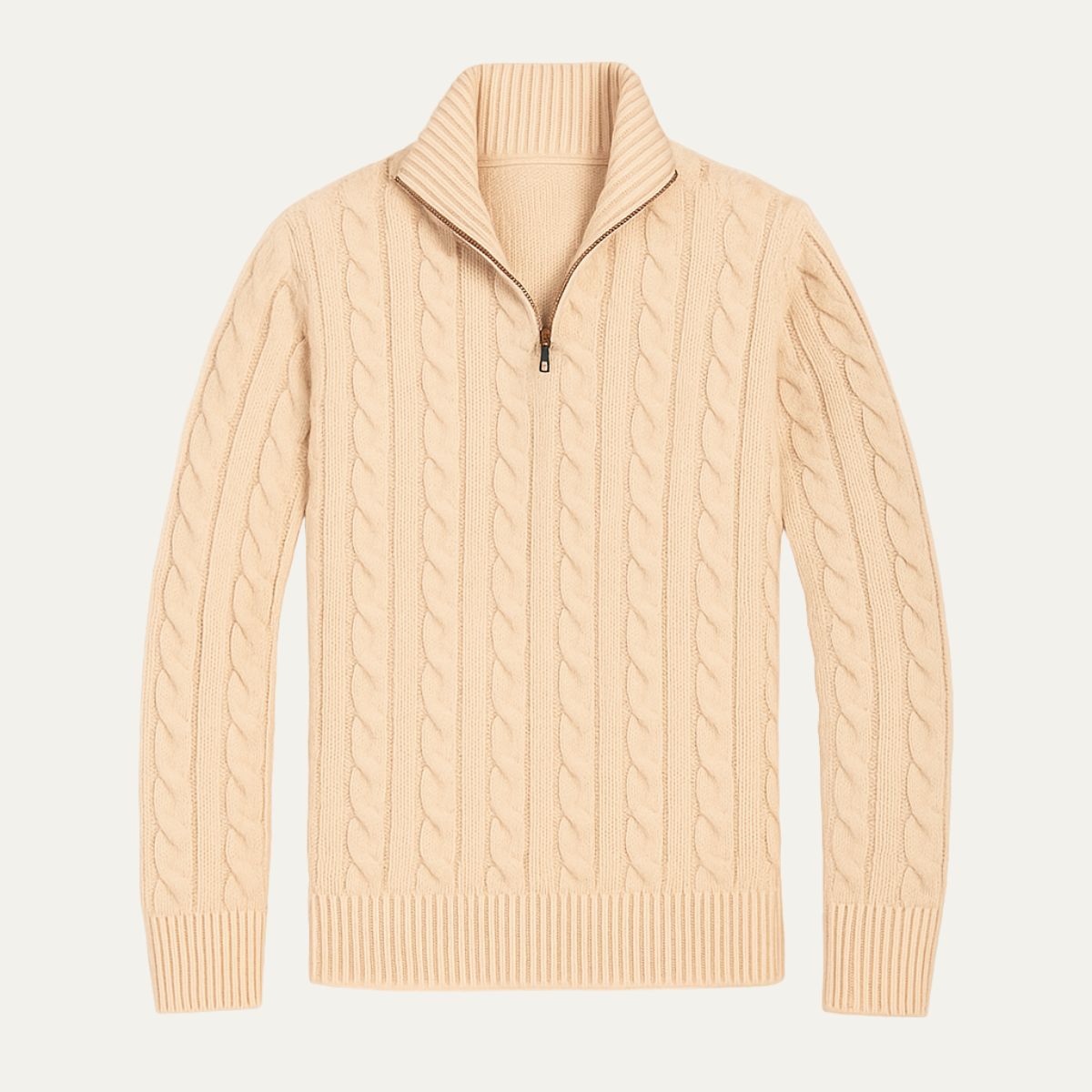 VogeLuxe | Men’s Stylish Half-Zip Cable-Knit Sweater 9