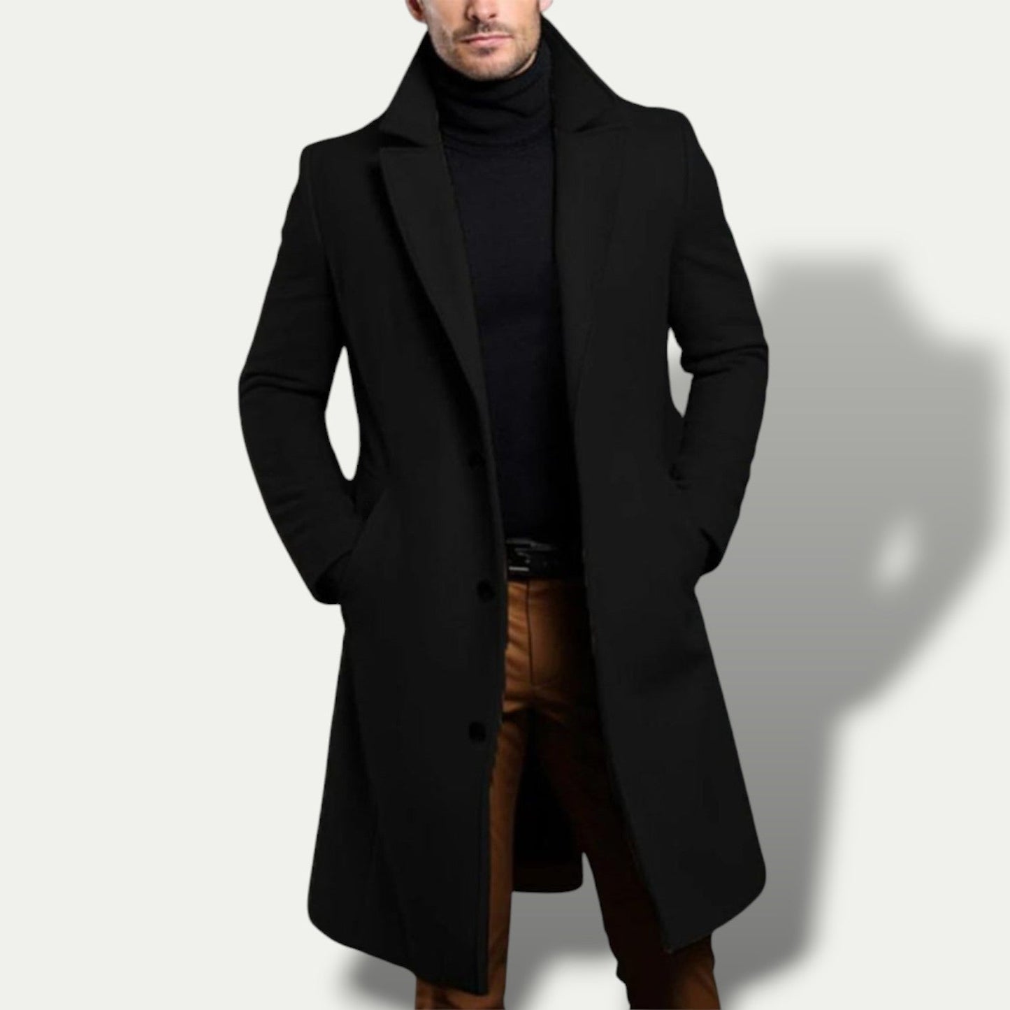 VogeLuxe | Men’s Tailored Long Single-Breasted Overcoat 3