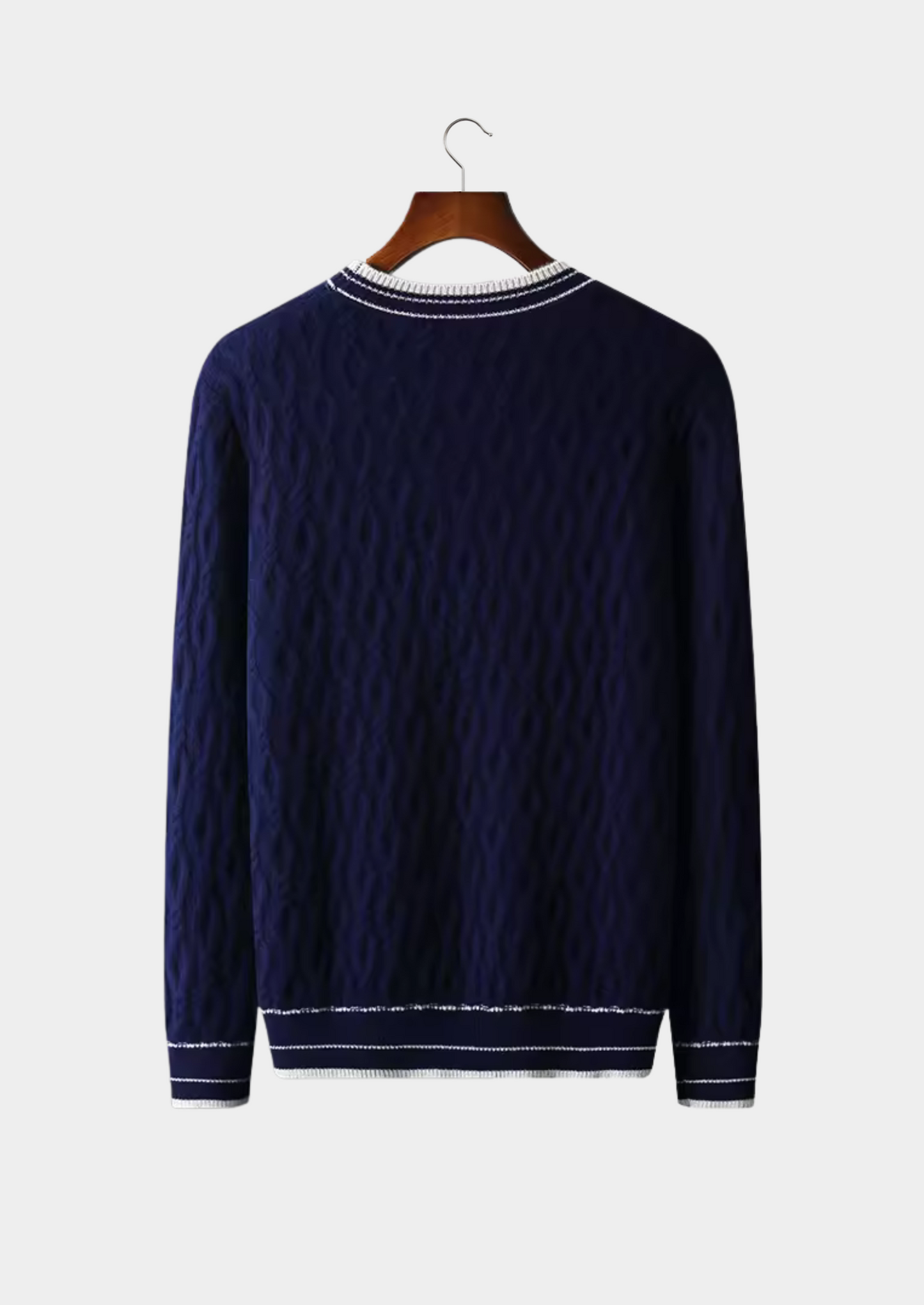 VogeLuxe | Men’s Textured Crewneck Pullover with Contrast Stripes 4