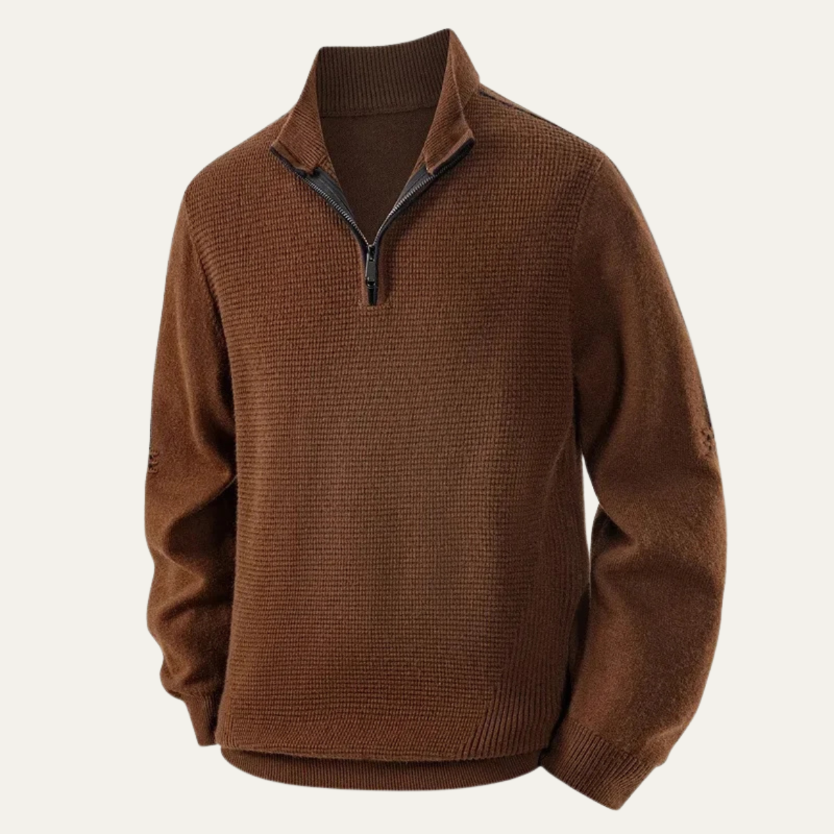 VogeLuxe | Men’s Textured Fleece Quarter-Zip Sweater 8
