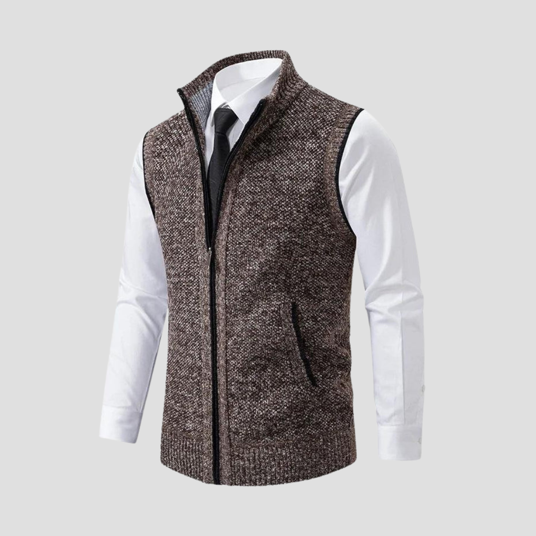 VogeLuxe | Men’s Textured Full-Zip Sweater Vest 5