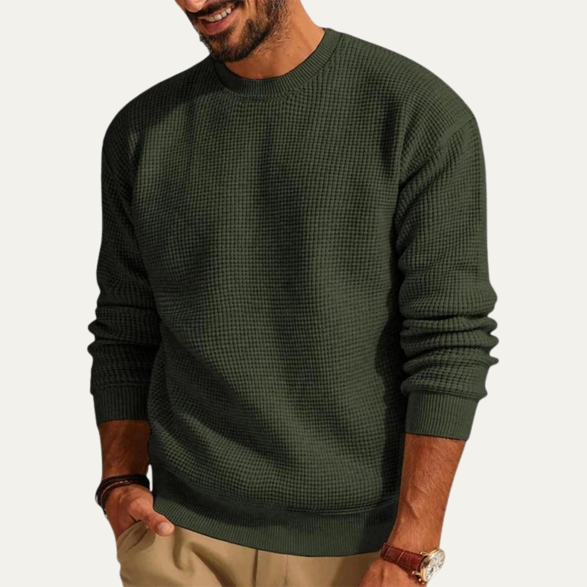 VogeLuxe | Men’s Textured Waffle Sweater 7