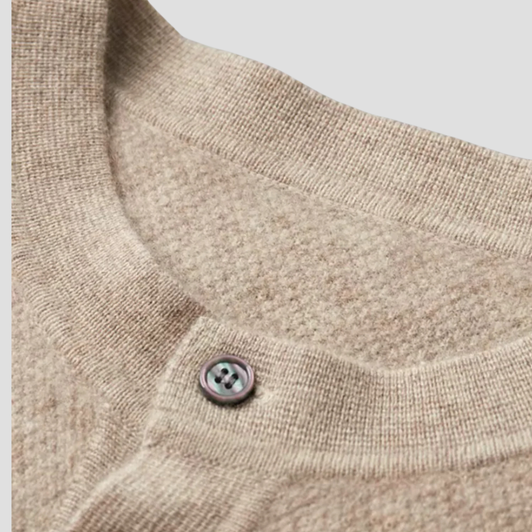 VogeLuxe | Men’s Three-Button Henley Knit Sweater 8