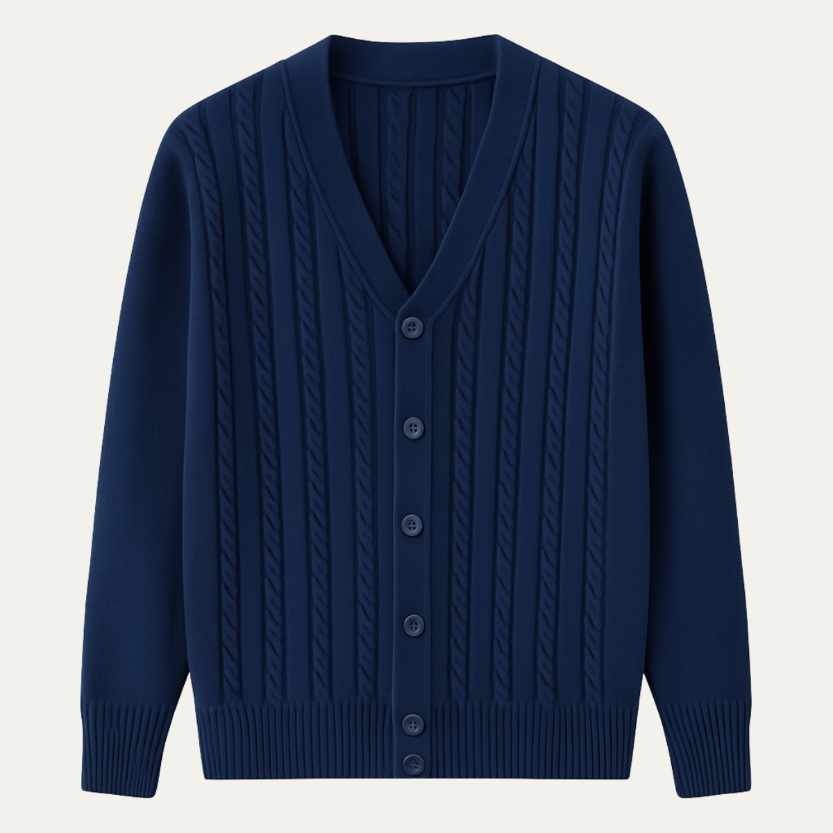 VogeLuxe | Men’s V-Neck Cardigan with Ribbed Knit 9