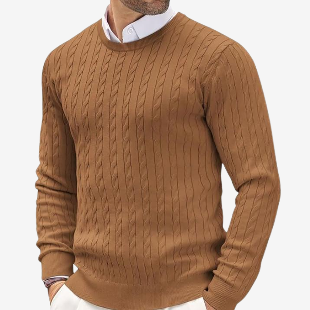 VogeLuxe | Men’s Vertical Cable-Knit Sweater 5