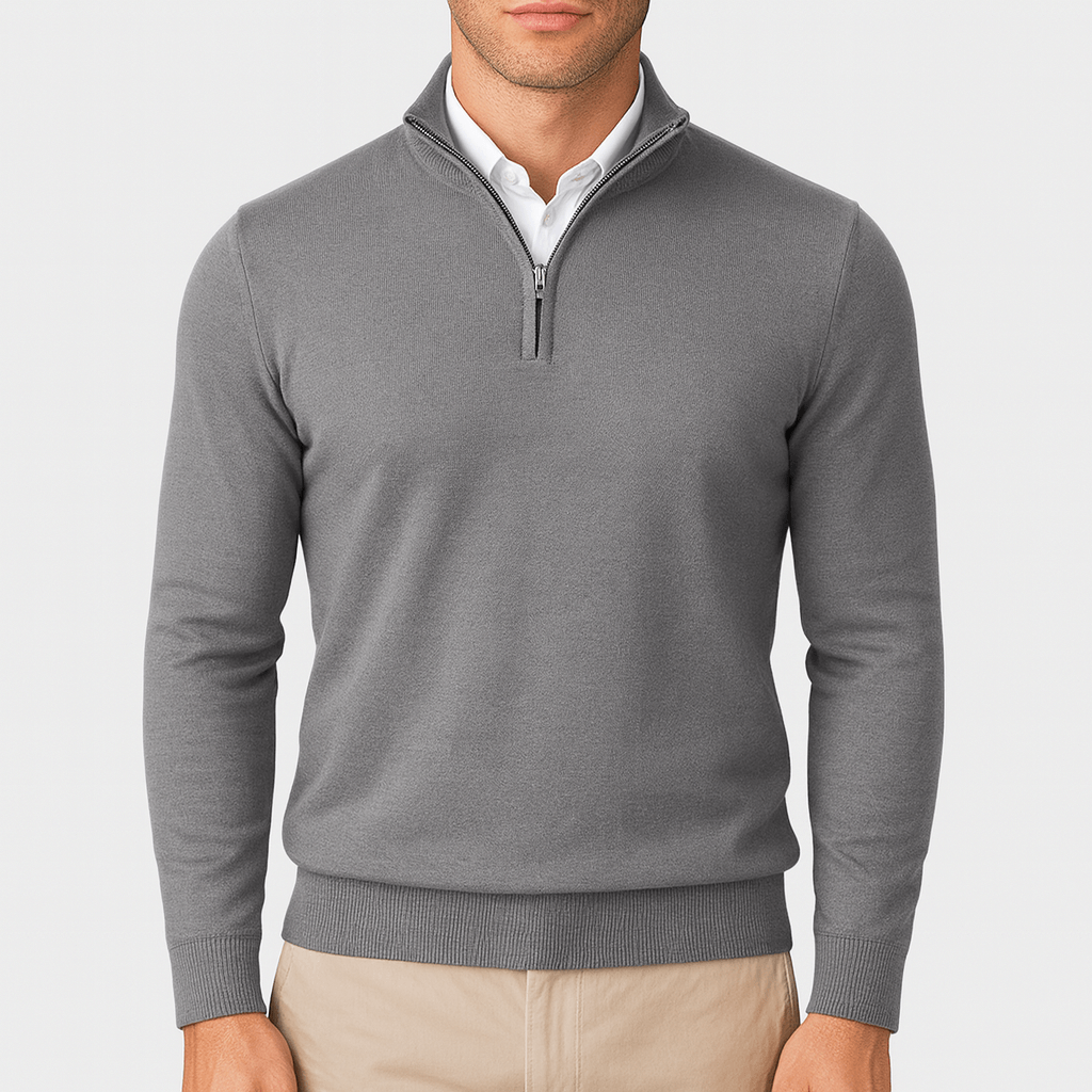 VogeLuxe | Men’s Zip-Up Mock Neck Sweater 5