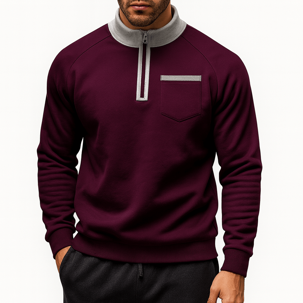 VogeLuxe | Men’s Zip Standing Collar Sweatshirt 4