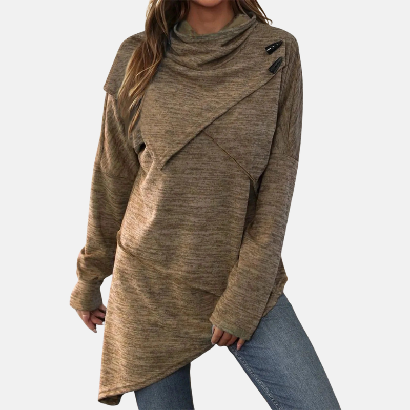 VogeLuxe | Women’s Asymmetrical Cowl-Neck Tunic 4