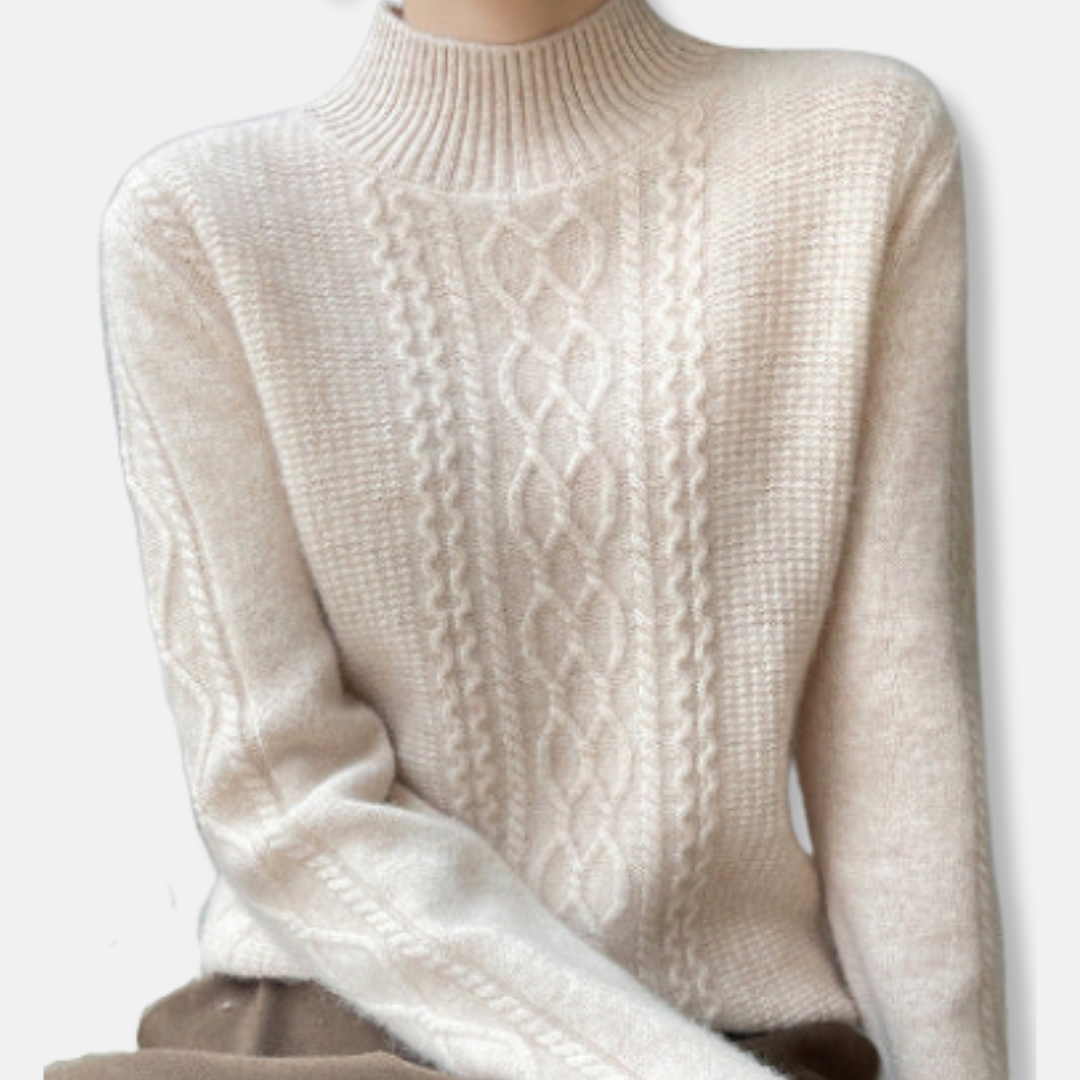 VogeLuxe | Women’s Cable-Knit Mock Turtleneck Sweater 2