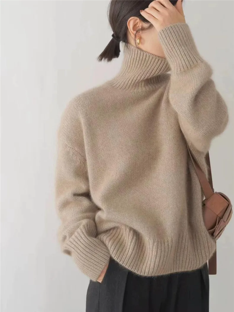 VogeLuxe | Women’s Cozy Fold-Over Turtleneck Knit Sweater 2