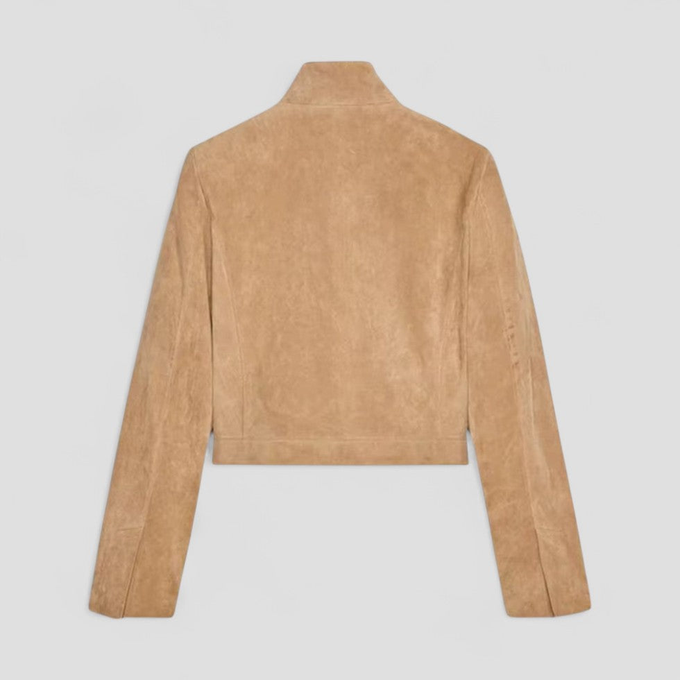 VogeLuxe | Women’s Cropped Suede Jacket with Mock Neck 6
