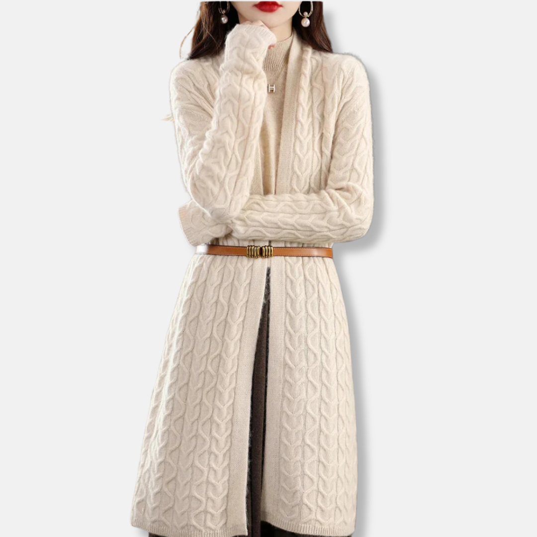 VogeLuxe | Women’s Longline Cable Knit Cardigan 3