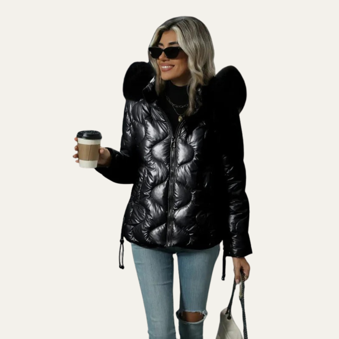 VogeLuxe | Women’s Metallic Quilted Puffer Jacket 9