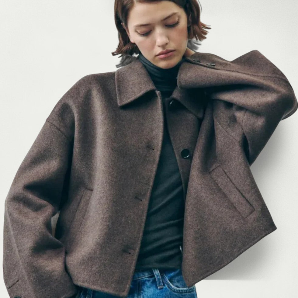 VogeLuxe | Women’s Modern Wool-Blend Cropped Jacket 2