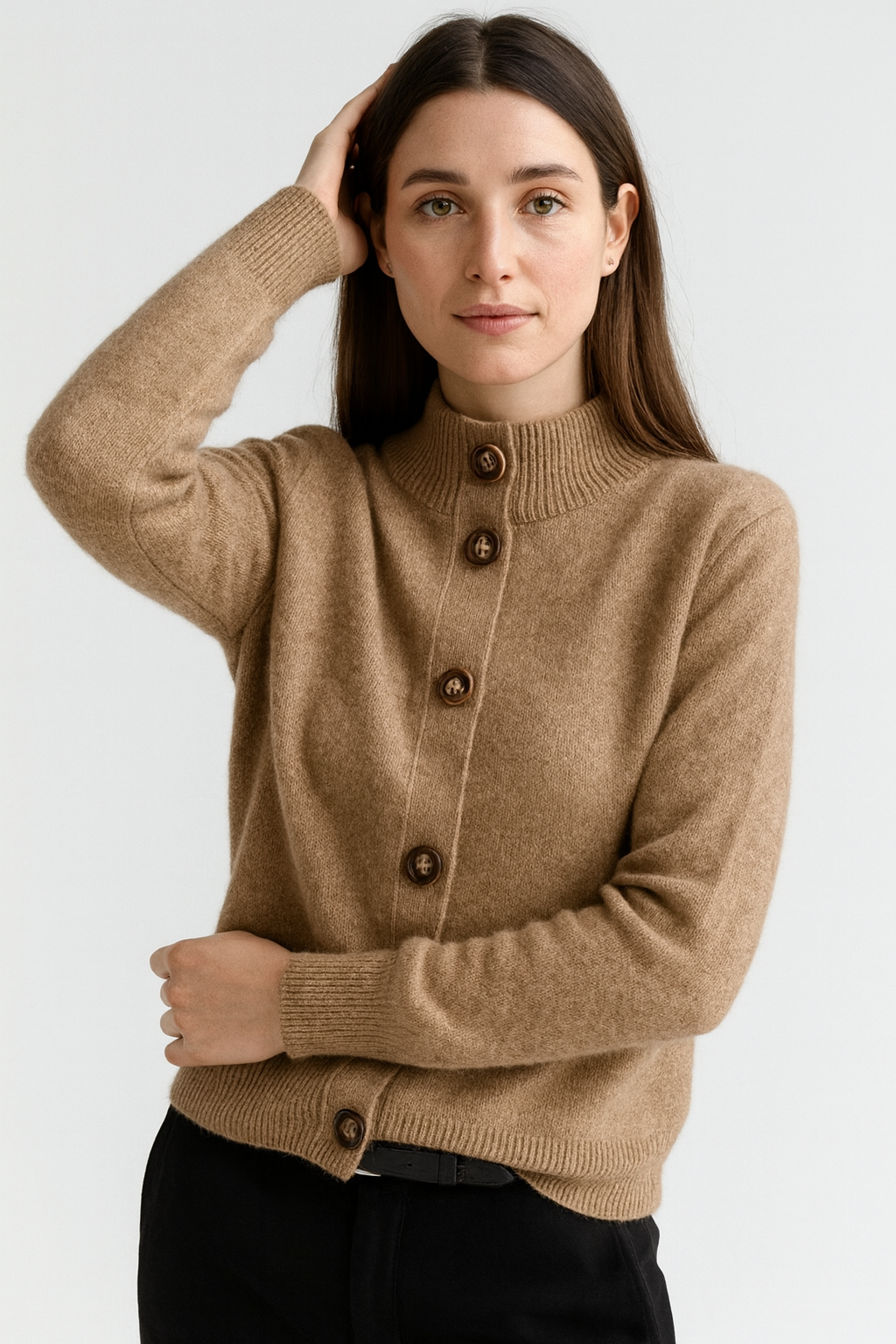 VogeLuxe | Women’s Polished Knit Collar Cardigan 4