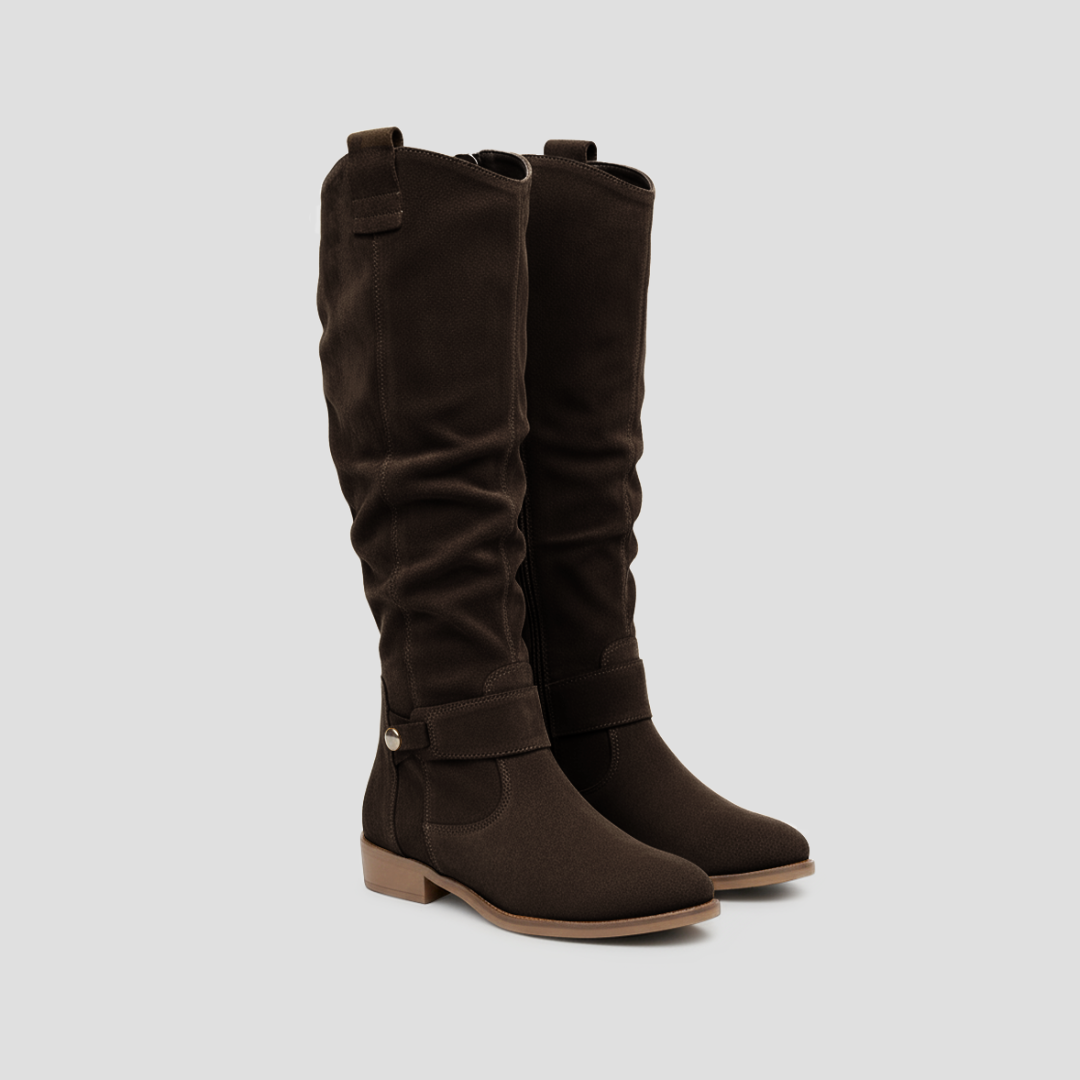 VogeLuxe | Women’s Slouchy Buckle Knee-High Boots 8