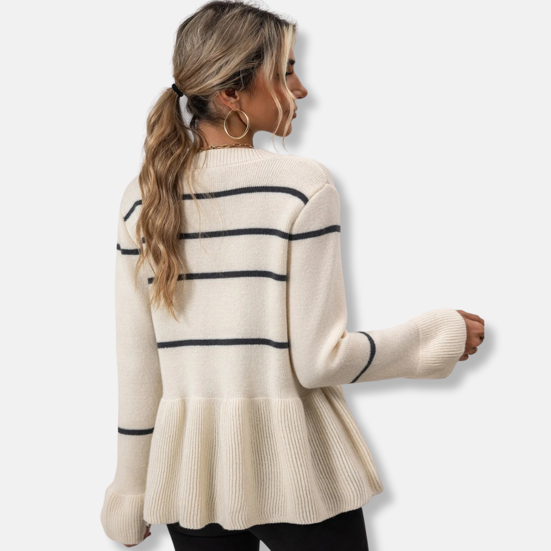 VogeLuxe | Women’s Striped Peplum Cardigan 4