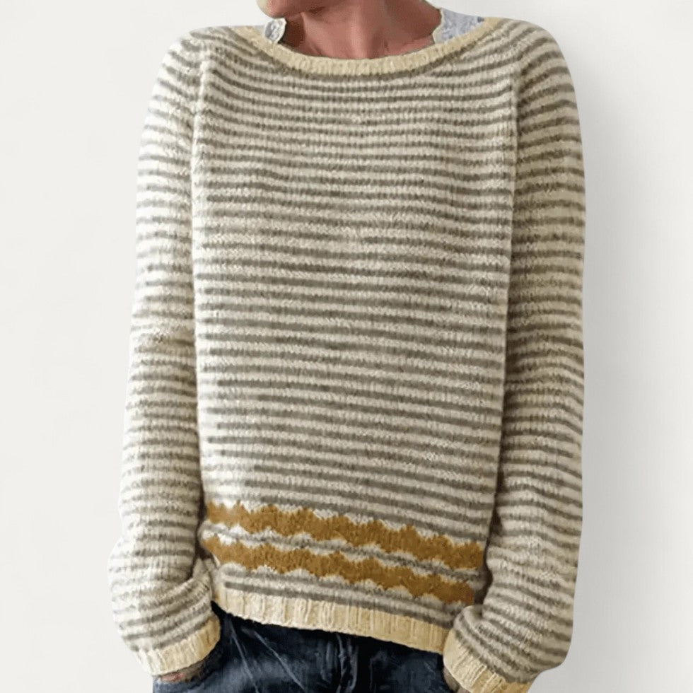 VogeLuxe | Women’s Striped Textured Knit Sweater 1