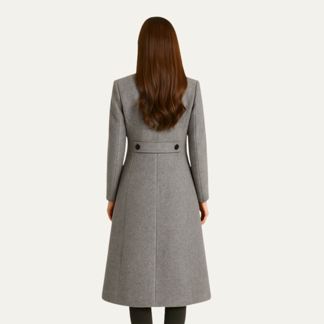 VogeLuxe | Women’s Tailored Midi Coat with High Collar 2