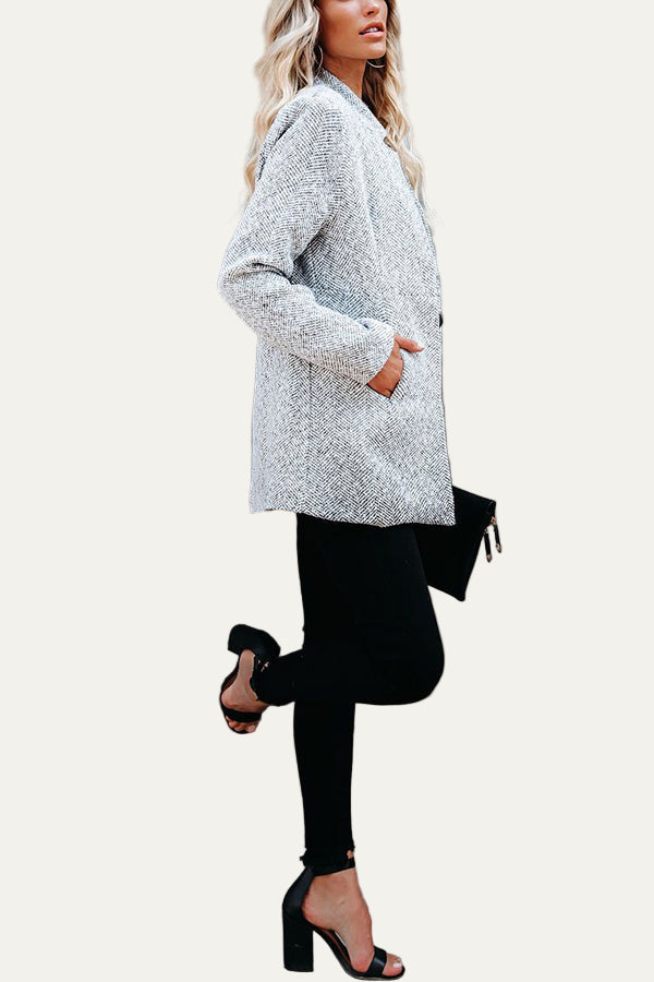 VogeLuxe | Women’s Textured Tweed Mid-Length Jacket 3