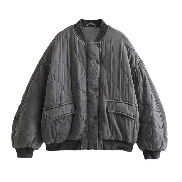 Casual Women's Oversized Grey Jacket