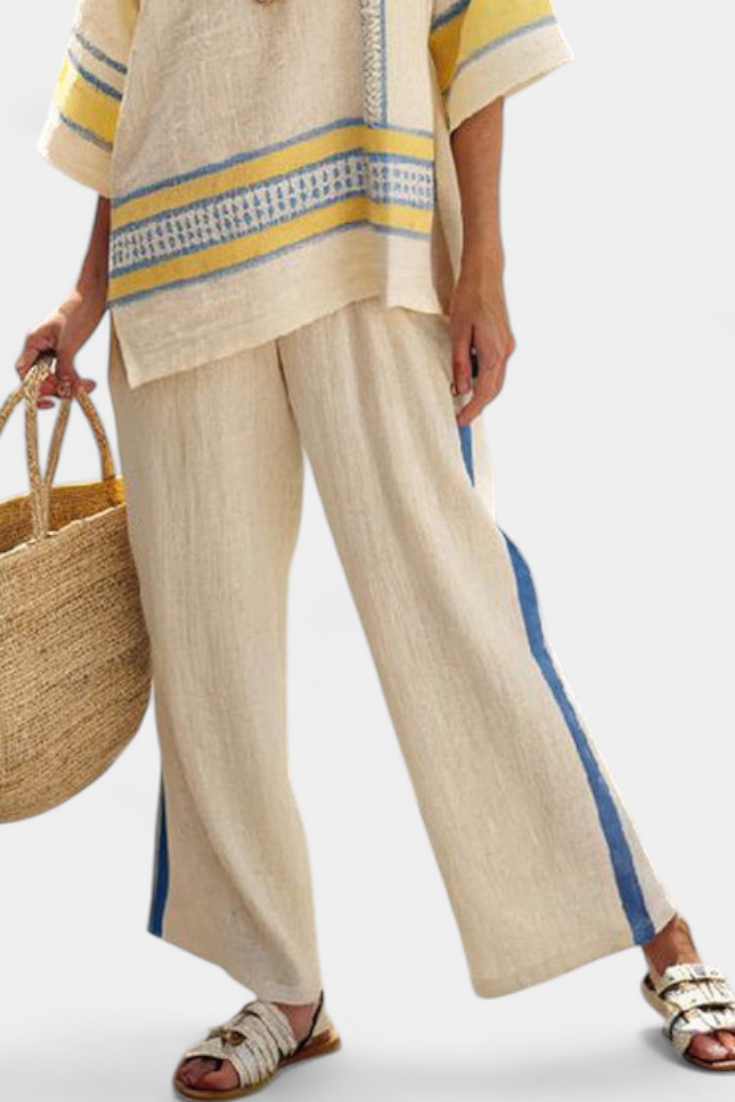 Women's Outfit | Mediterranean Top and Linen Pants Set 2