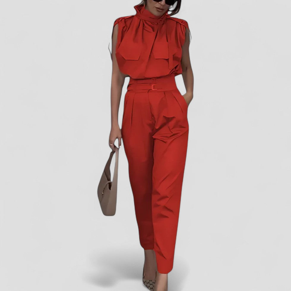 Women’s Sleeveless Belted Jumpsuit with Pockets 5