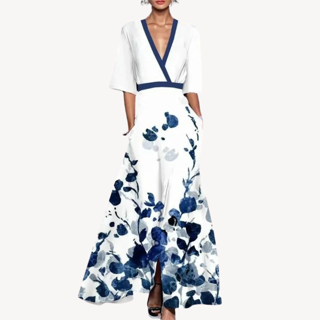 Long Sleeve Evening Wrap Maxi Dress