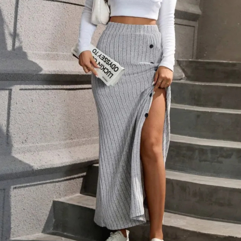 Elegant Women's Floor Length Maxi Skirt with Slit