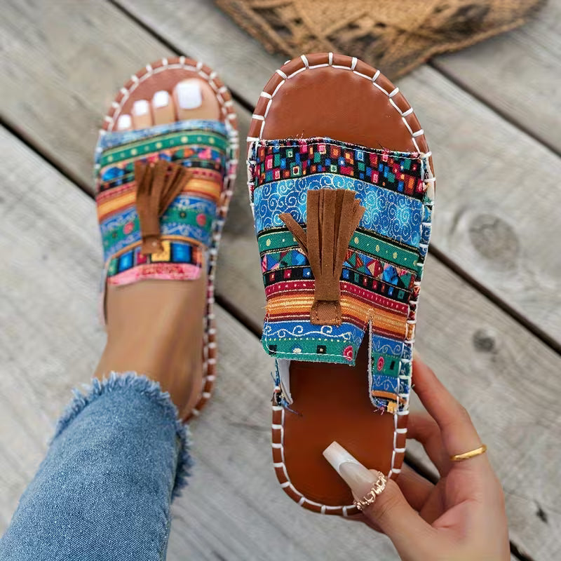 Comfortable Flat Sandals with Tassels for Women