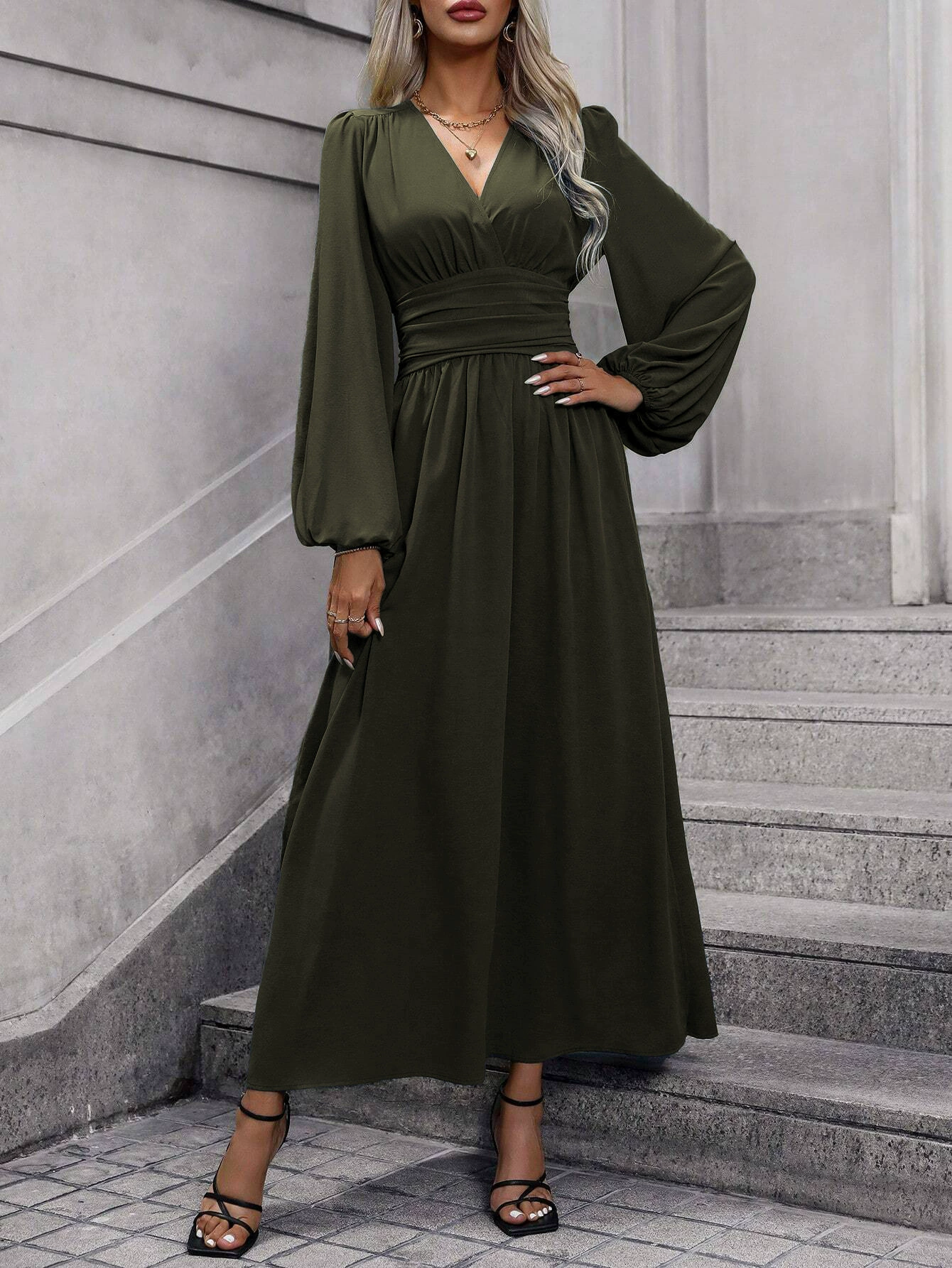 Elegant Long Sleeve Midi Dress for Women