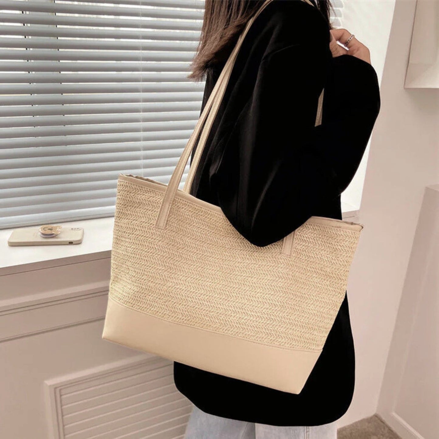 Big Woven Tote Handbag for Women