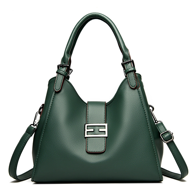 Large Leather Shoulder Work Bag with Crossbody Strap