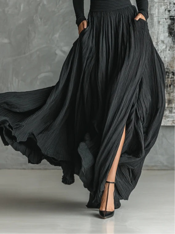 Women's Knit Turtleneck Pleated Skirt Outfit