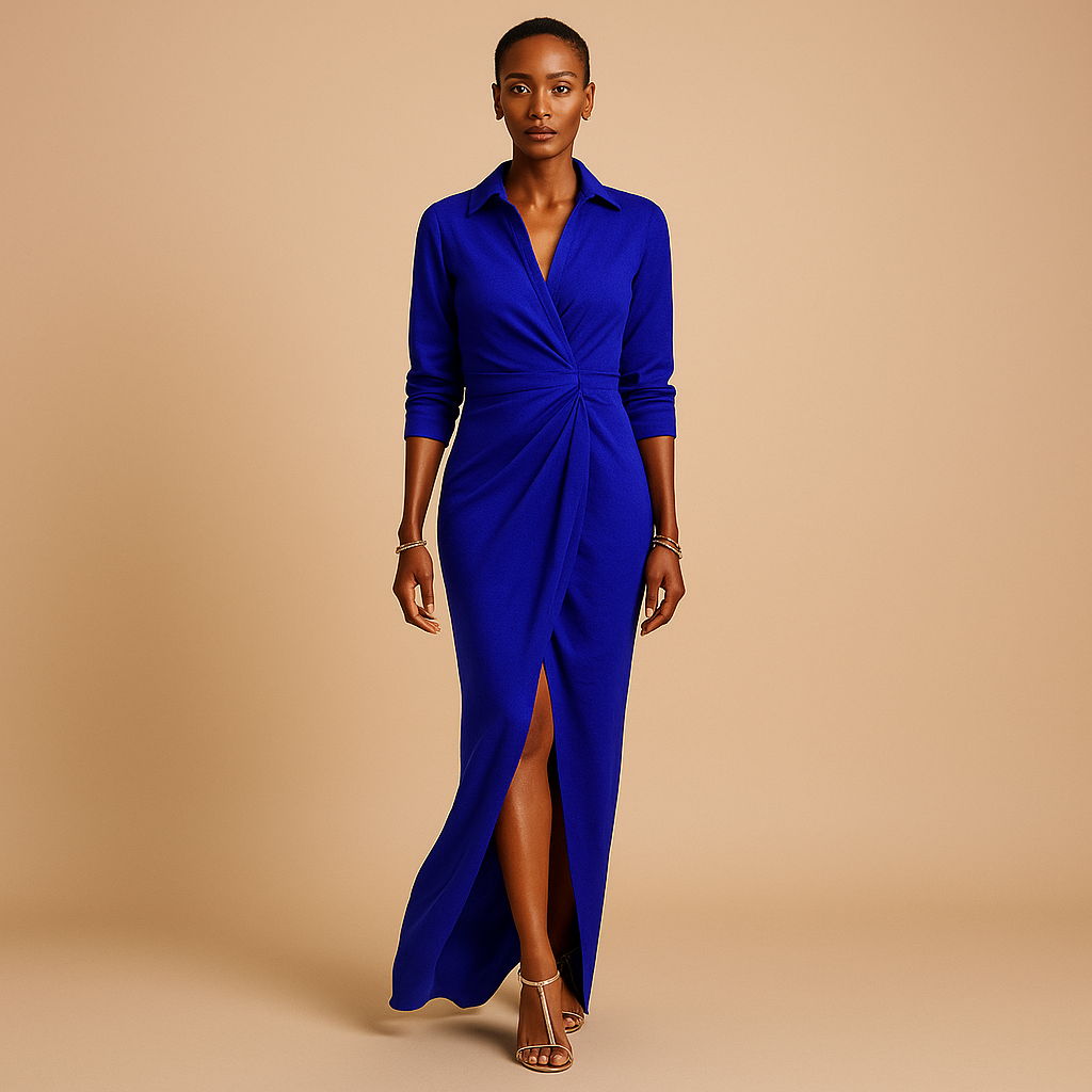 A-line spring dress for women with V-neck and half sleeves, designed for comfort and elegance—perfect for casual, work, or festive occasions.