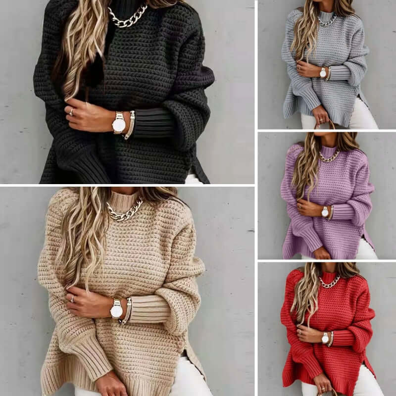 Ladies' Crew Neck Warm Knit Sweater