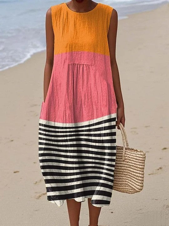 Multicolor Block Pattern Dress - Luxivelle