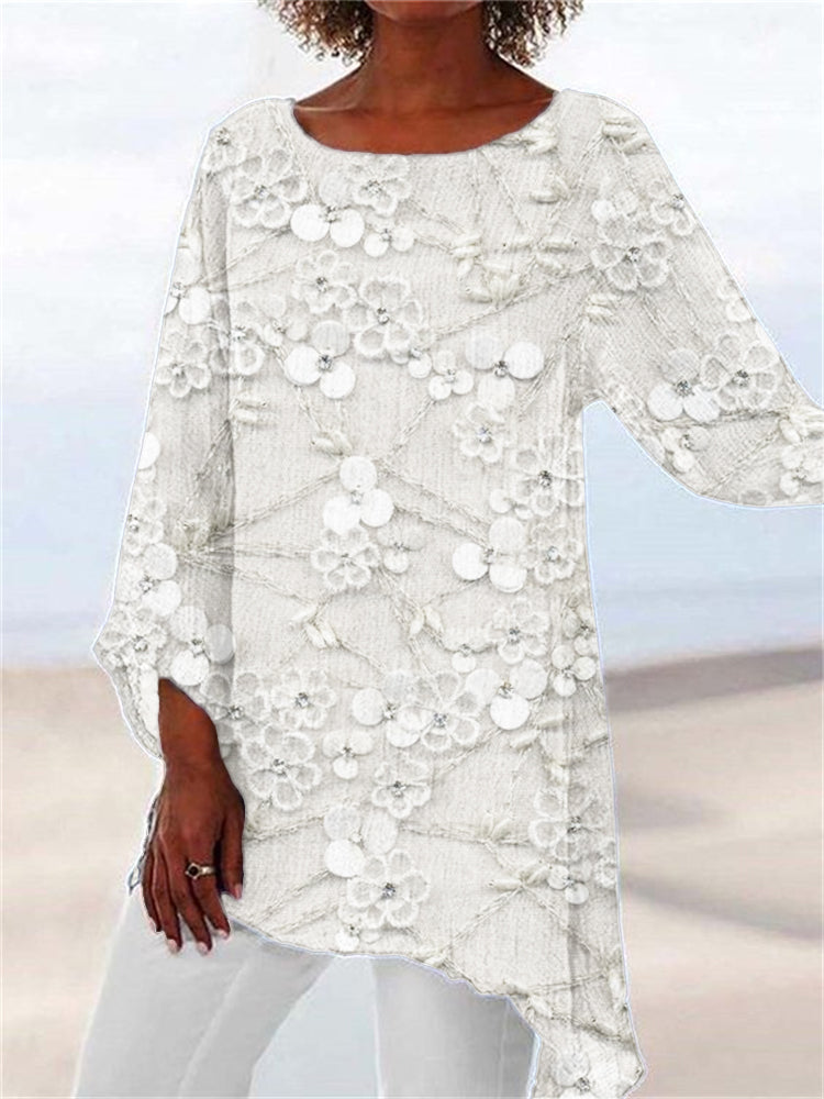 Ivendra | Women's Top - Floral Printed Asymmetrical Going Out Top 3
