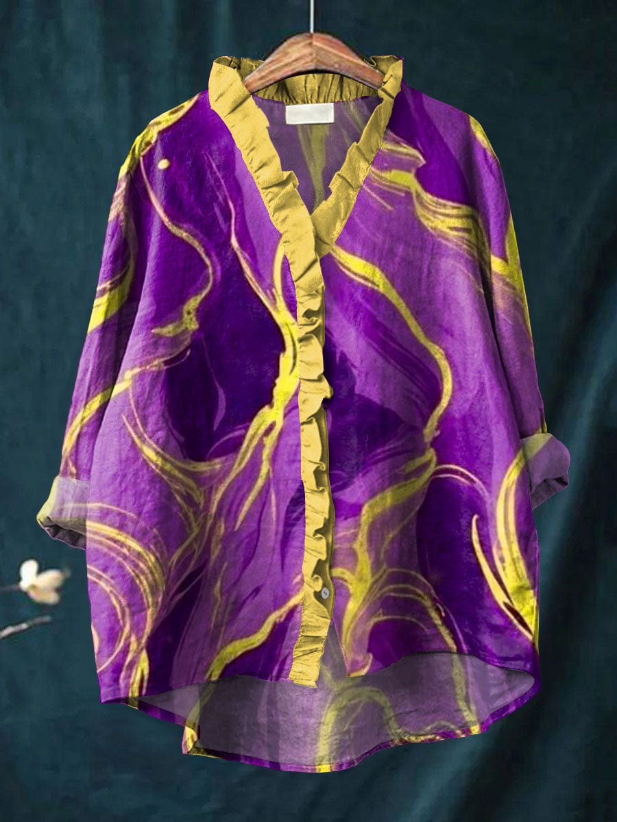 Swirly Pattern Women's Blouse - Luxivelle