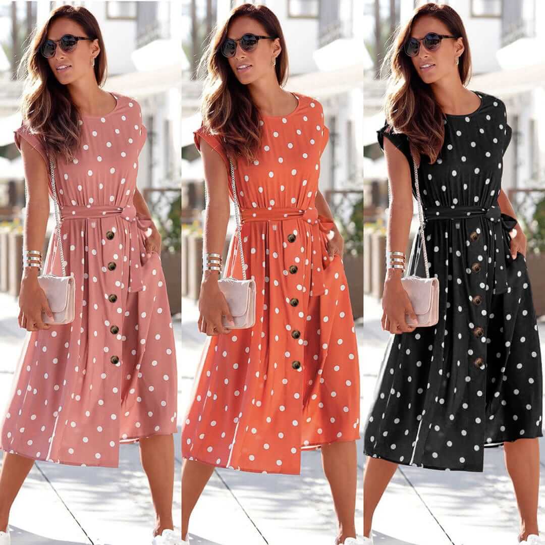 Comfy Spotted Knee Length Women's Dress