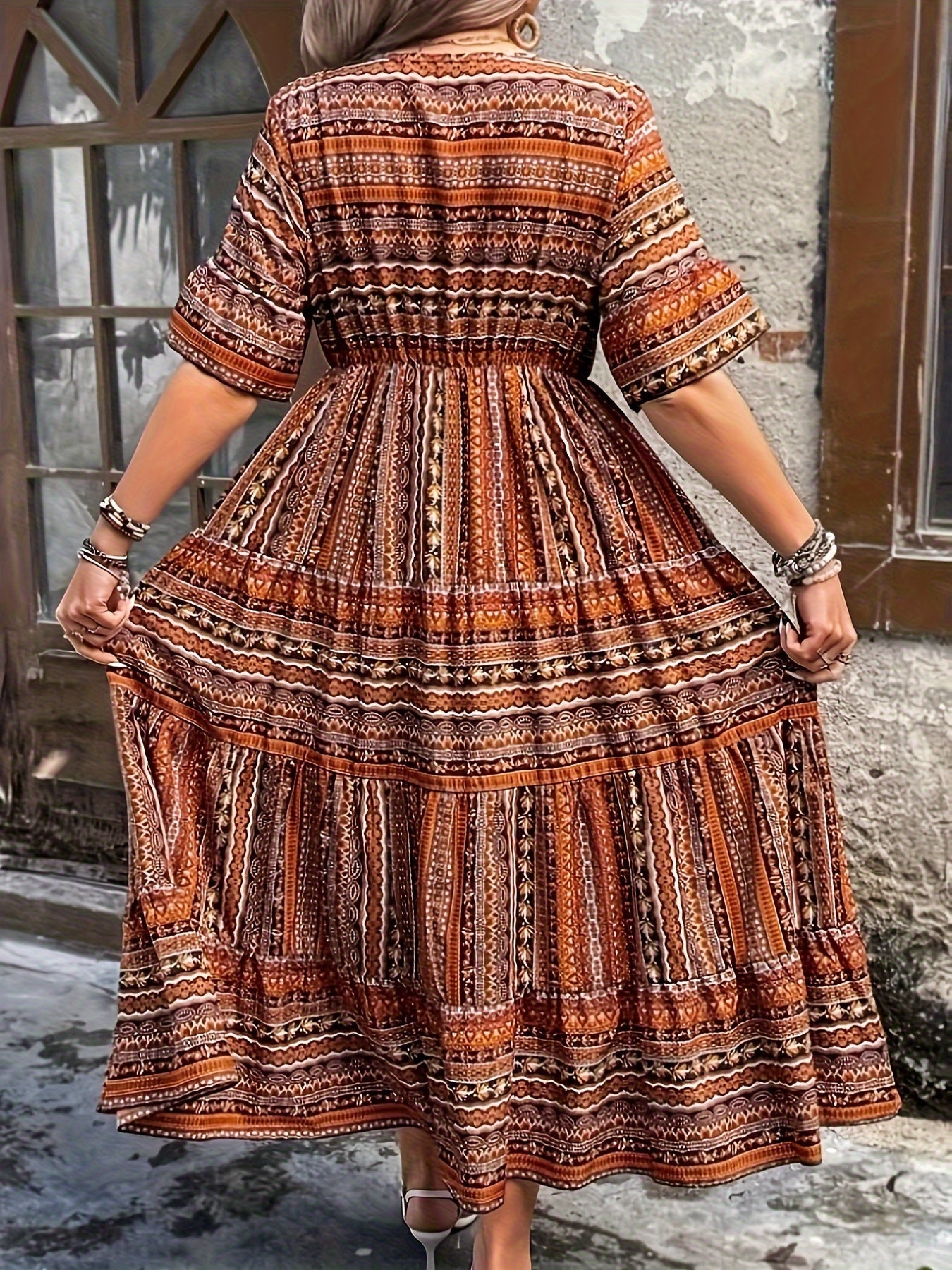 Vibrant Global Inspired Floral Maxi Dress