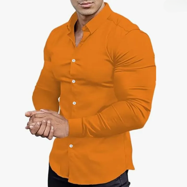 Bright Color Full Sleeve Mens Casual Shirt