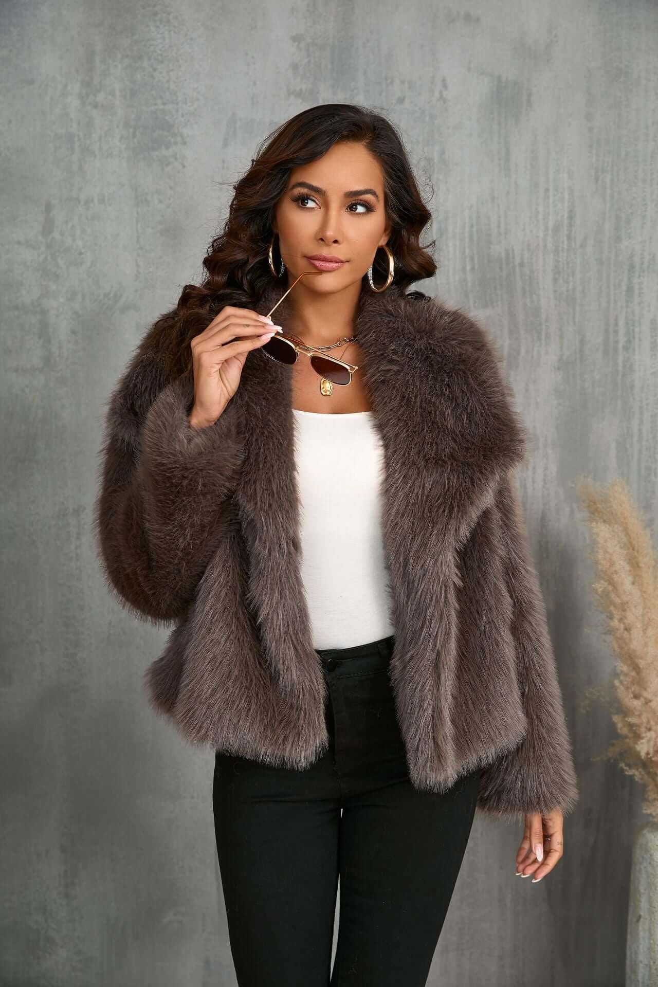 Brown Fake Fur Jacket