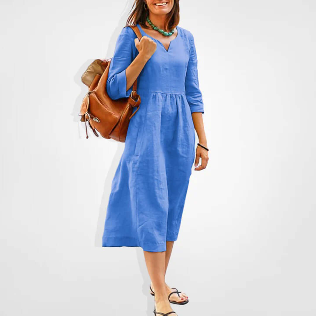 Relaxed Fit Pastel Pink Midi Dress for Women